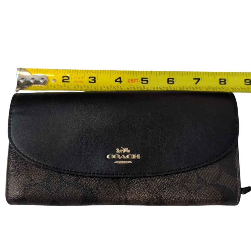 Coach Black Women's Wallet Preloved Zipper Broke Monogram Leather - Picture 10 of 12